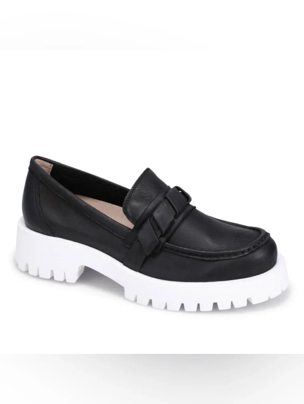 Miz Mooz Vicky Black Leather‎ Platform Loafers